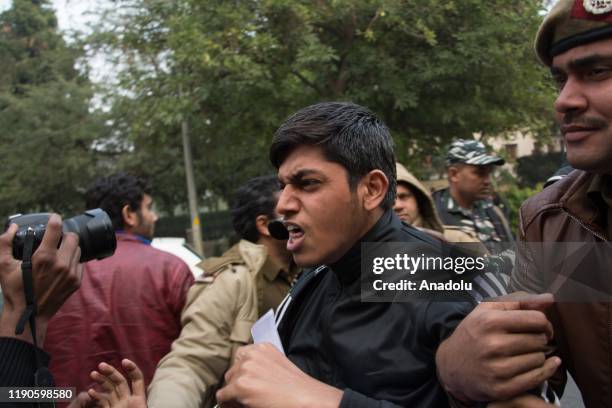 Students protesting against the kilings of innocents in Uttar Pradesh after the protest against Citizenship Amendment Act 2019 were detained at Uttar...