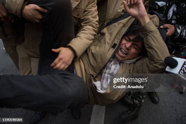 Students protesting against the kilings of innocents in Uttar Pradesh after the protest against Citizenship Amendment Act 2019 were detained at Uttar...