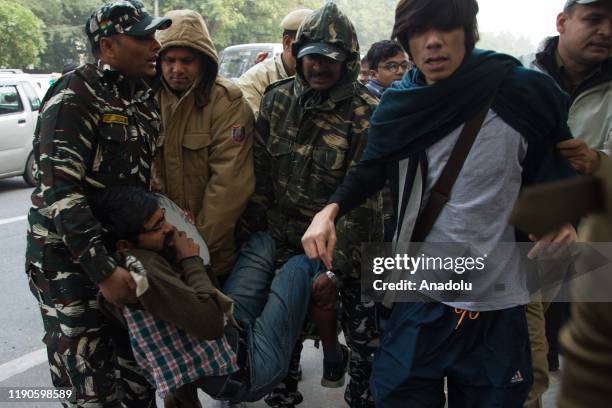 Students protesting against the kilings of innocents in Uttar Pradesh after the protest against Citizenship Amendment Act 2019 were detained at Uttar...