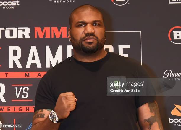 Martial arts fighter Quinton Jackson atttends the weigh-in of the Bellator Japan - Fedor v Rampage at the Westin Tokyo on December 28, 2019 in Tokyo,...