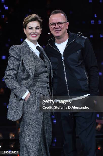 Vanessa Incontrada and Gigi D'Alessio attend the "20 anni che siamo italiani" press conference on November 28, 2019 in Milan, Italy.