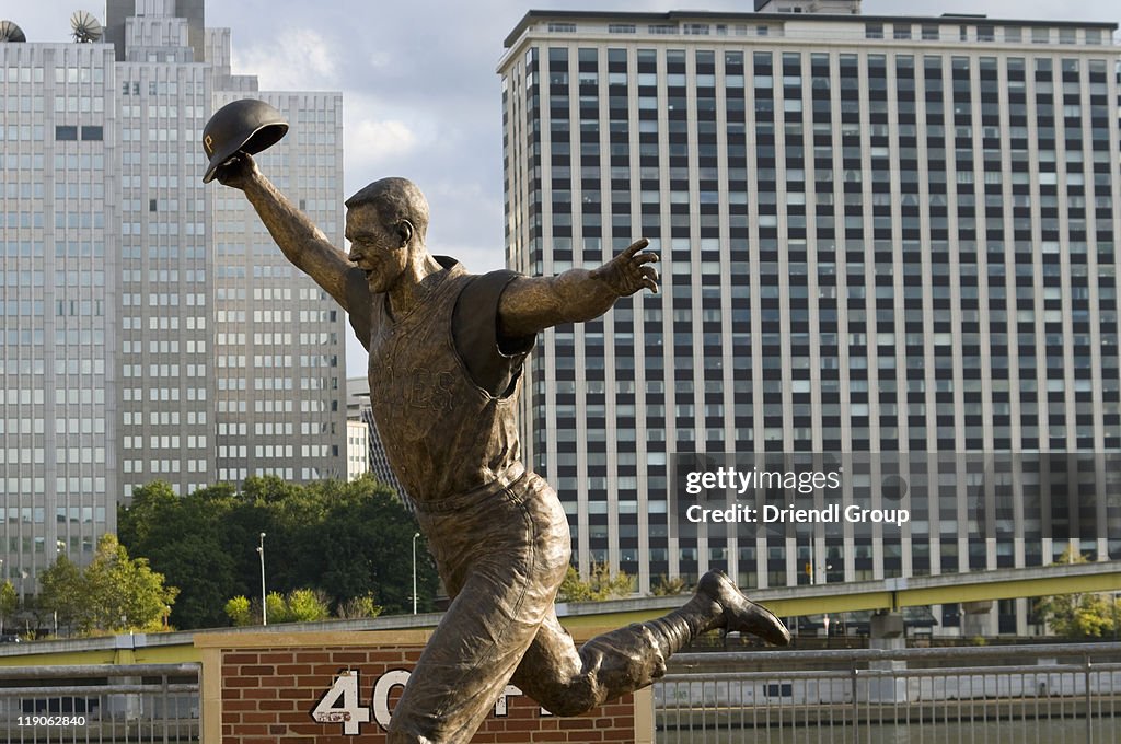 The statue of Pittsburgh Pirate Bill Mazeroski.