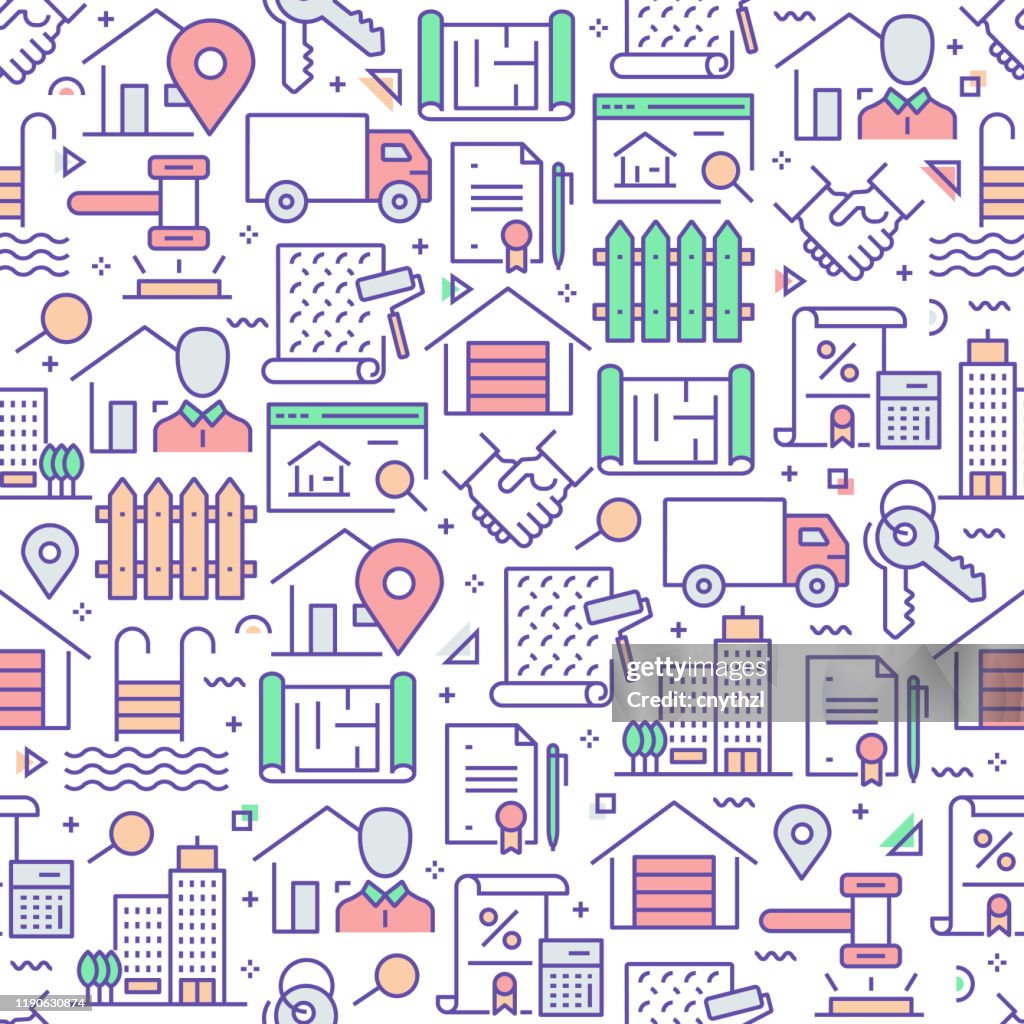 Pattern Real State Vector Set Of Design Templates And Elements For Real Estate In Trendy ...