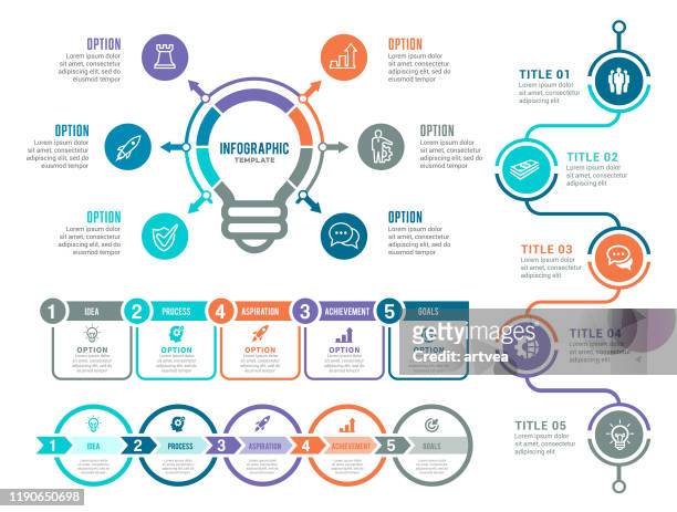 set of infographic elements - flow chart infographic stock illustrations