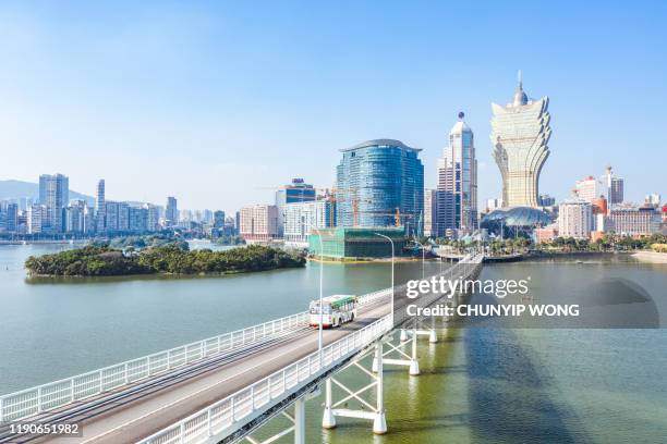 ciudad de macao, vista de drones - macao fotografías e imágenes de stock