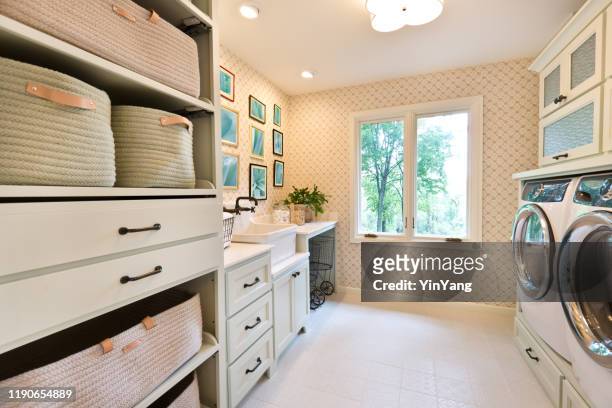 interior design laundry utility room of residential home - storage room stock pictures, royalty-free photos & images