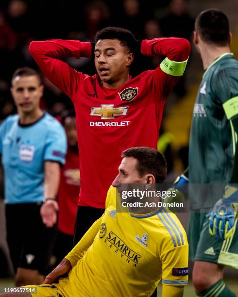 Jesse Lingard of Manchester United in action during the UEFA Europa League group L match between FK Astana and Manchester United at Astana Arena on...