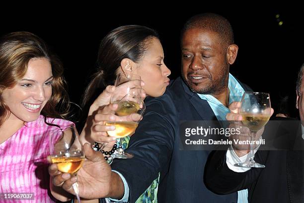 Kelly Brook, Keisha Whitaker and Forest Whitaker attend Day 5 of the Ischia Global Fest 2011 on July 14, 2011 in Ischia, Italy.