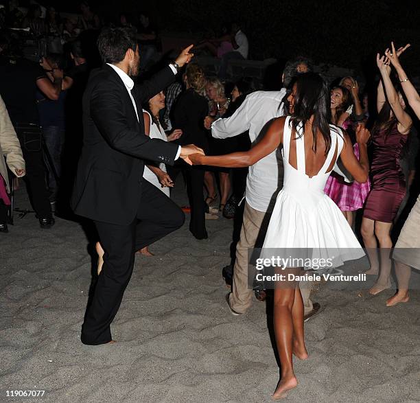 Eli Roth and Rula Jebreal attend Day 5 of the Ischia Global Fest 2011 on July 14, 2011 in Ischia, Italy.