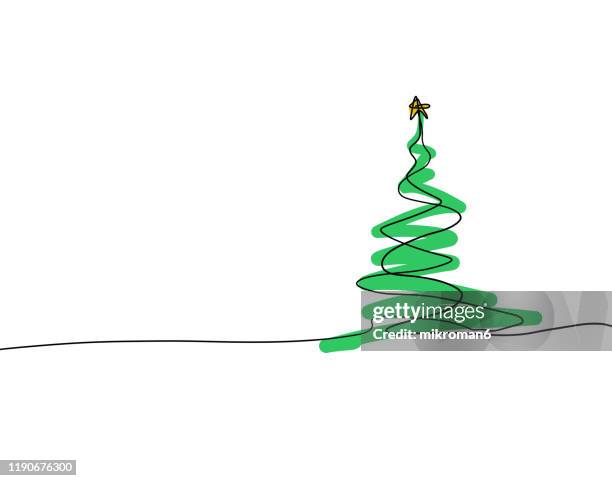 christmas illustration of christmas tree - christmas card - santa outline stock pictures, royalty-free photos & images