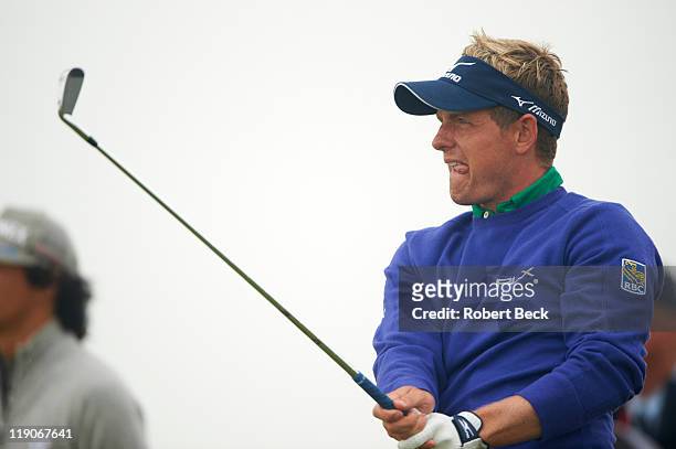Closeup of Luke Donald in action during Thursday play at Royal St. George's GC. Sandwich, England 7/14/2011 CREDIT: Robert Beck