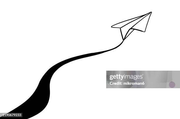 single line drawing of paper plane - paper plane stock-fotos und bilder