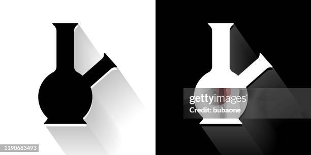 bong  black and white icon with long shadow - bong stock illustrations