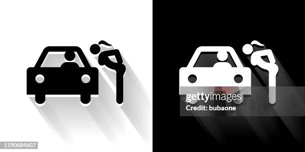 hooker black and white icon with long shadow - prostitute stock illustrations