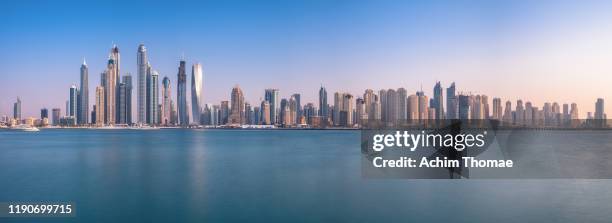 dubai marina skyline, dubai, united arab emirates - panoramic skyline stock pictures, royalty-free photos & images