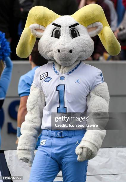 The North Carolina Tar Heels team mascot Rameses walks on the sidelines during the Military Bowl between the North Carolina Tar Heels and the Temple...