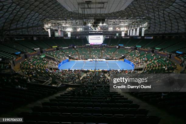 The indoor tennis court at the Hawaii Tennis Open played at the Stan Sheriff Center on December 28, 2019 in Honolulu, Hawaii.