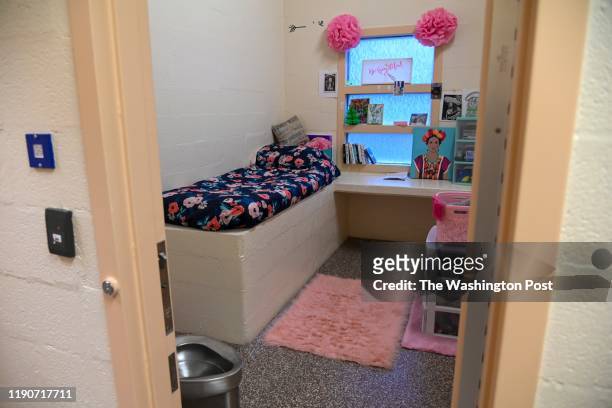Teenage girl's room is colorfully decorated at the Northern Virginia Juvenile Detention Center on Friday, December 13 in Alexandria, VA. Alexandria,...