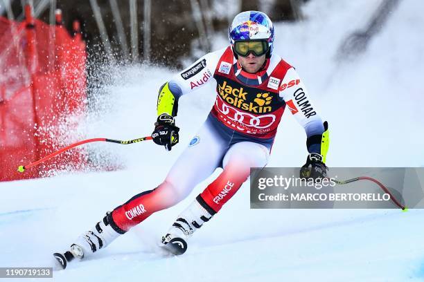 France's Alexis Pinturault competes during the Super G of the FIS Alpine World Cup Men Combined in Bormio on December 29, 2019.