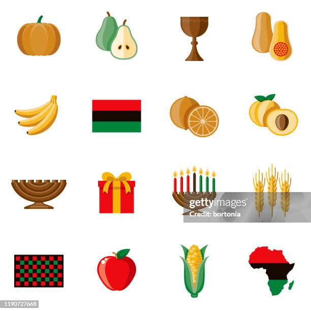 kwanzaa icon set - kwanzaa stock illustrations