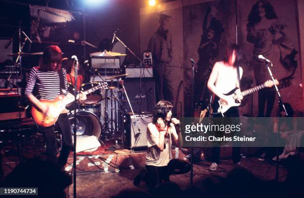 Patti Smith sings with her band The Patti Smith Group at the club CBGB.