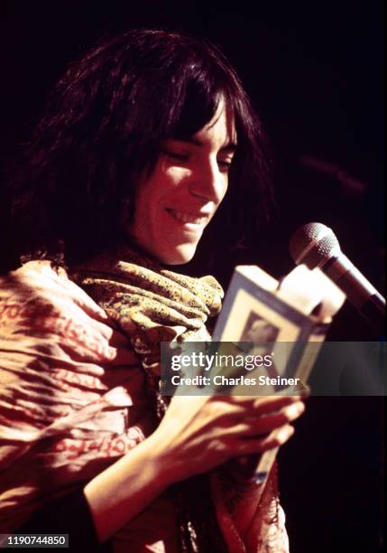 Patti Smith reads a poem by the French poet Arthur Rimbaud, at her event "Rock 'n Rimbaud IV", at a dance studio at 242 E. 14 St. She also sang with...