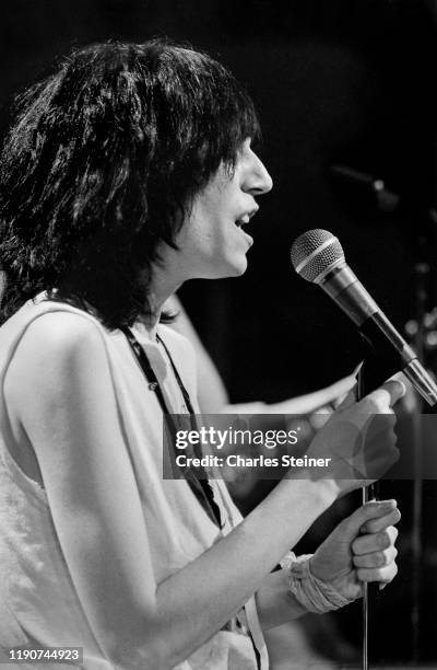 Patti Smith performs at her event "Rock 'n Rimbaud IV", at a dance studio at 242 E. 14 St. She sang with her band The Patti Smith Group and recited...