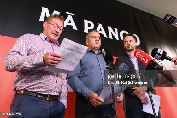 Crusaders Chairman Grant Jarrold, Crusaders Chief Executive Officer Colin Mansbridge and NZR Head of Professional Rugby Chris Lendrum speak to the...