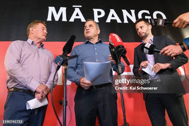 Crusaders Chairman Grant Jarrold, Crusaders Chief Executive Officer Colin Mansbridge and NZR Head of Professional Rugby Chris Lendrum speak to the...