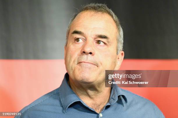 Crusaders Chief Executive Officer Colin Mansbridge speaks to the media during a Crusaders Super Rugby Media Announcement at Rugby Park on November...