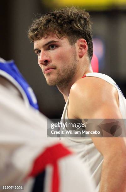 Corey Kispert of the Gonzaga Bulldogs looks on in the game against the UT Arlington Mavericks at McCarthey Athletic Center on November 19, 2019 in...