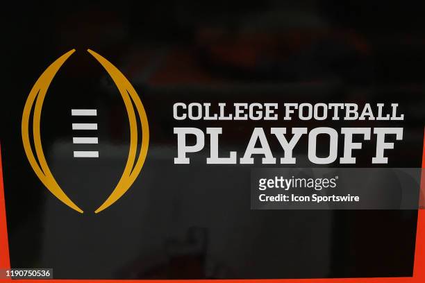 The college football playoff logo before the Fiesta Bowl college football playoff semi final game between the Clemson Tigers and the Ohio State...