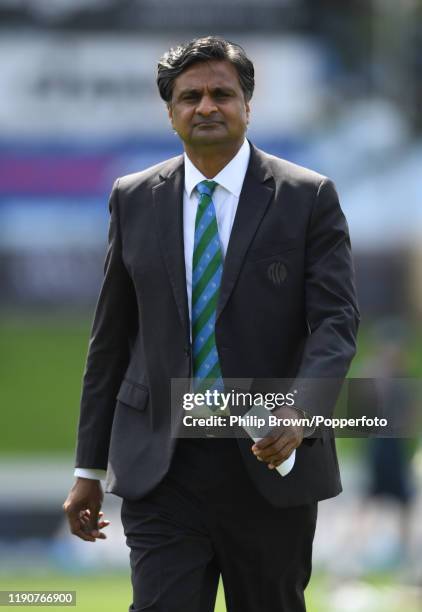 Javagal Srinath, the ICC match referee looks on before day 1 of the second Test match between New Zealand and England at Seddon Park on November 29,...