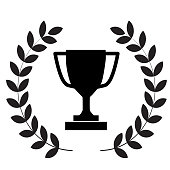 winner trophy cup icon on white background. flat style. laurel wreath with trophy icon for your web site design, logo, app, UI. winner trophy symbol. laurel wreath with trophy sign.