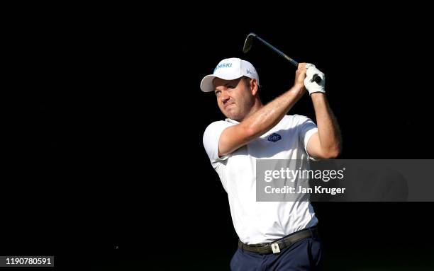 Richard Sterne of South Africa plays his second shot on the 11th hole during Day Two of the Alfred Dunhill Championship at Leopard Creek Country Golf...