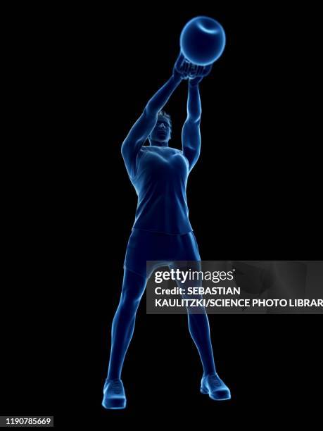 man doing kettlebell workout, illustration - ballon de basket stock illustrations