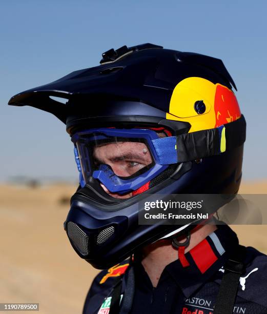 Max Verstappen of Netherlands and Red Bull Racing takes part in the Red Bull Desert Racing at Skydive Dubai on November 27, 2019 in Dubai, United...