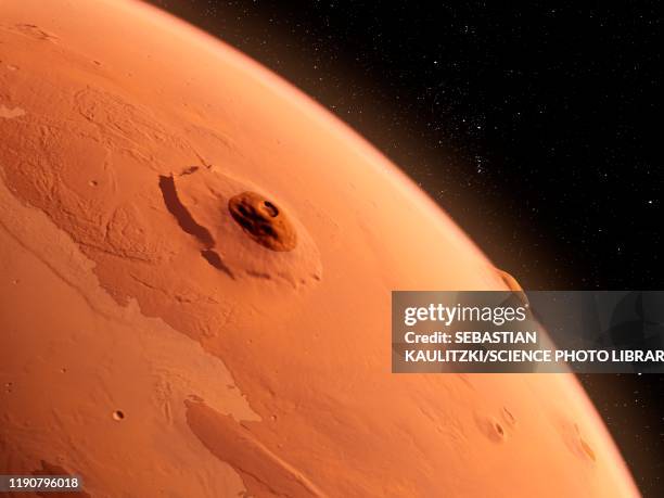 olympus mons, mars, illustration - mars planet stock-grafiken, -clipart, -cartoons und -symbole