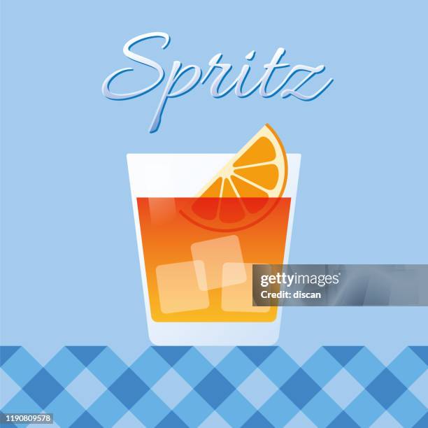 alcoholic spritz cocktail on yellow background. - prosecco stock illustrations