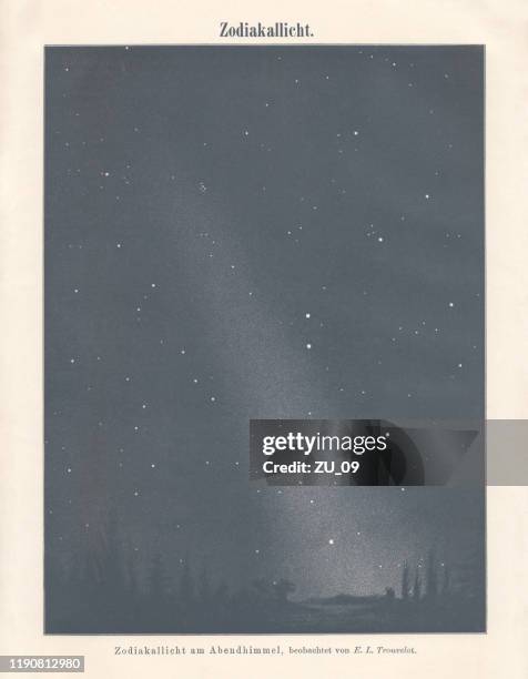zodiacal light, raster print, published in 1899 - cone shape stock illustrations