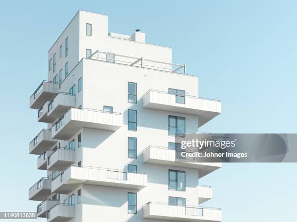 view of modern block of flats - copenhagen architecture stock pictures, royalty-free photos & images