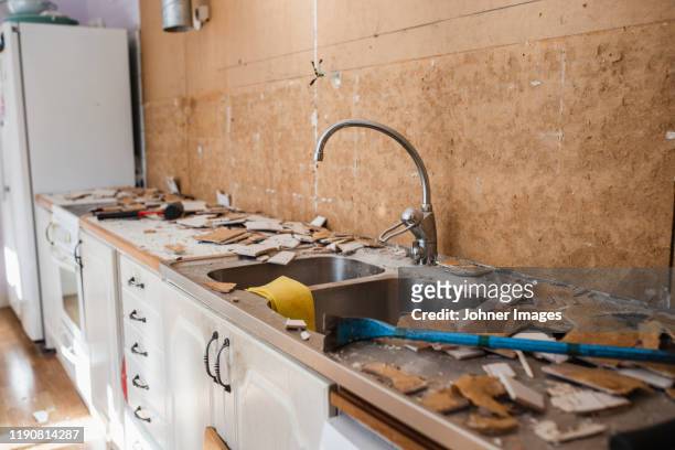 renovating kitchen - demolition stock pictures, royalty-free photos & images