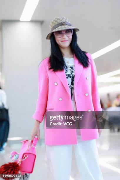 Actress Cecilia Cheung Pak-chi is seen at an airport on November 29, 2019 in Shanghai, China.