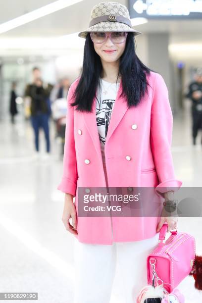 Actress Cecilia Cheung Pak-chi is seen at an airport on November 29, 2019 in Shanghai, China.