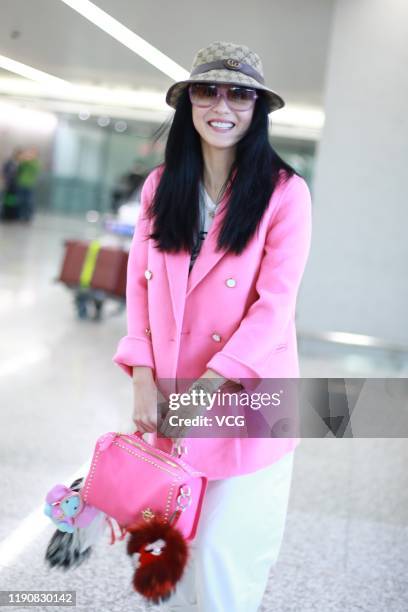 Actress Cecilia Cheung Pak-chi is seen at an airport on November 29, 2019 in Shanghai, China.