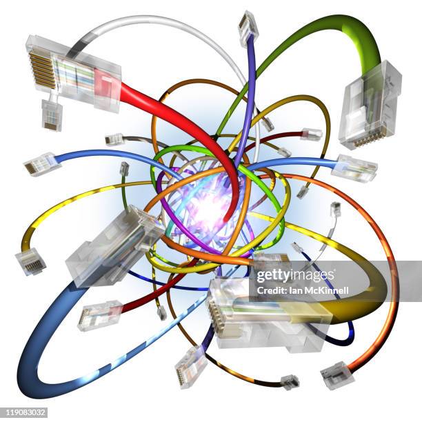 ethernet cables orb white - tangled lights stock illustrations