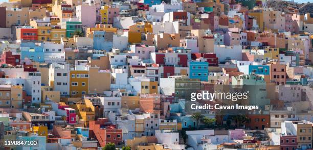 colorful houses of san juan neighborhood in uptown in las palmas - san juan puerto rico fotografías e imágenes de stock