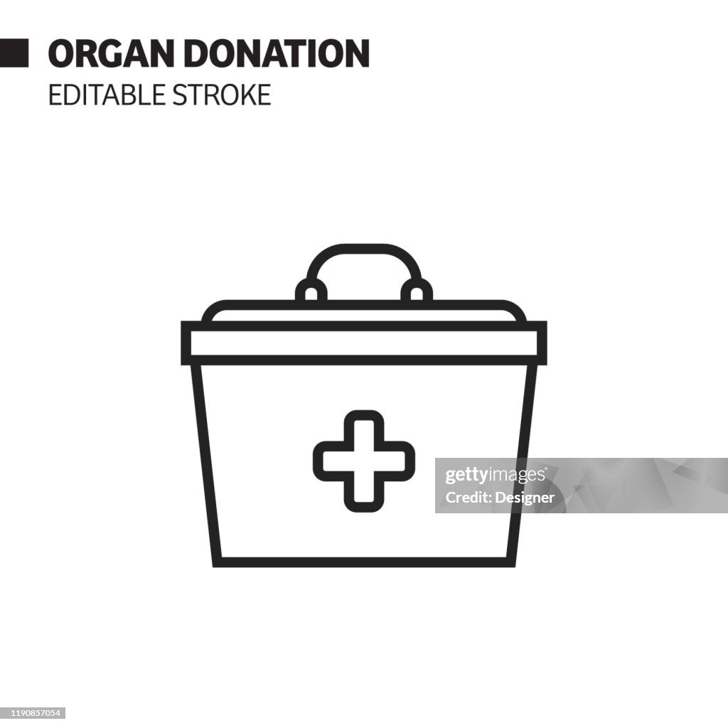 Organ Donation Line Icon, Outline Vector Symbol Illustration. Pixel Perfect, Editable Stroke.