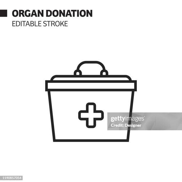 organ donation line icon, outline vector symbol illustration. pixel perfect, editable stroke. - transplant surgery stock illustrations