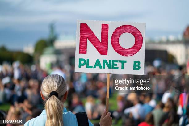 non c'è pianta b, protesta cambiamenti climatici - dimostrazione di protesta foto e immagini stock